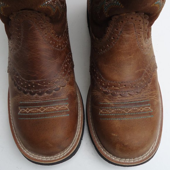 SIZE 7 B. Ariat FatBaby Brown Leather Boots Women's. - Picture 3 of 16